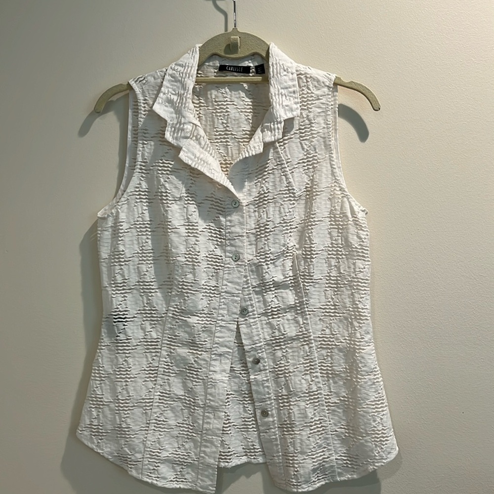 White sleeveless ladies blouse